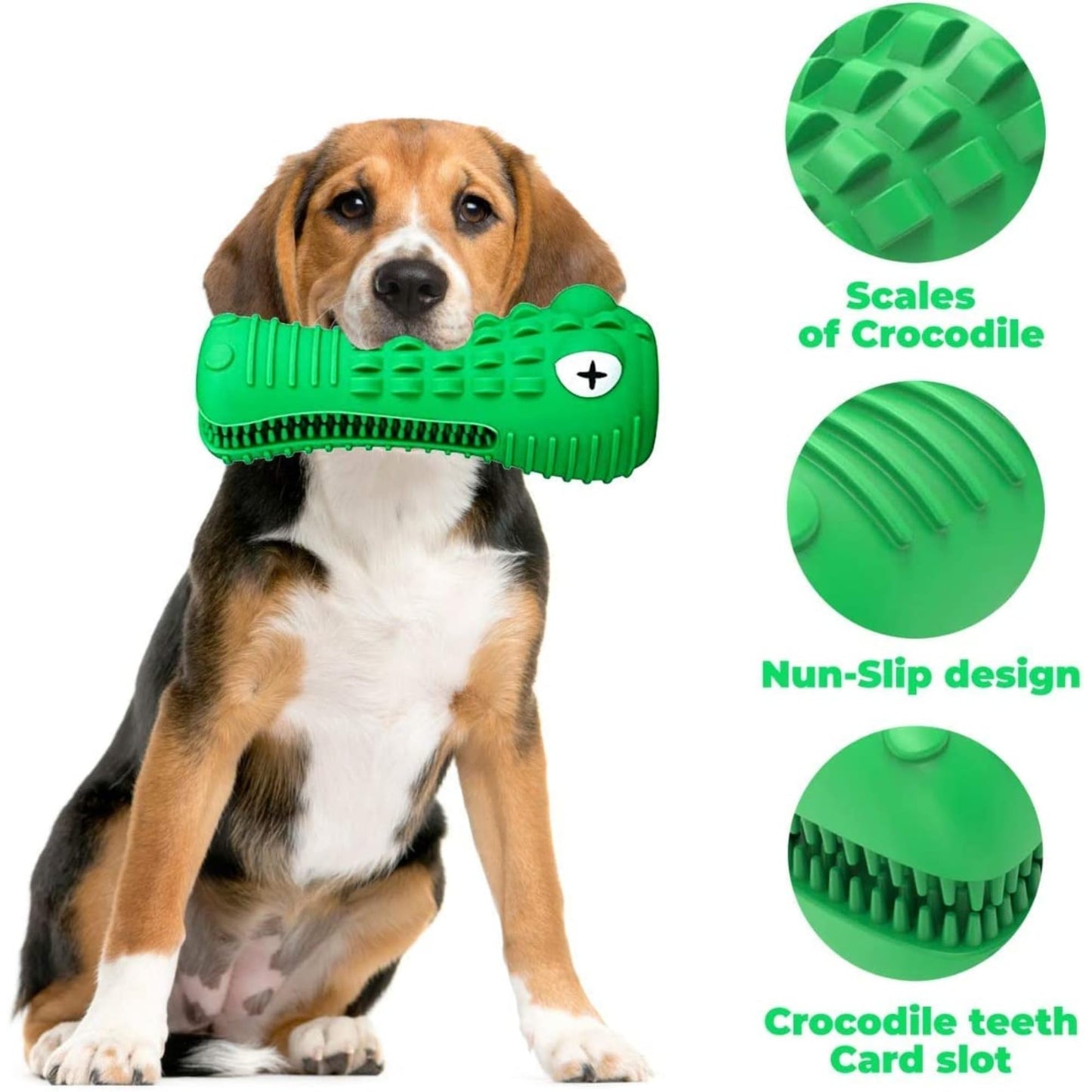 ZP-PY Dog Chew Toys for Aggressive Chewers – Alligator Dog Chew Toy for Large, Medium & Small Dogs – Tough Natural Rubber for Teeth Cleaning – Squeaky Interactive Dog Toys to Keep Them Busy