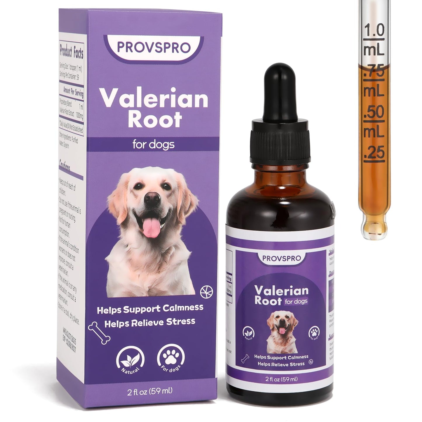 Valerian Root for Dogs, Valerian Root for Anxiety and Stress Relief in Dogs, Herbal Supplement to Help Support Calmness, Dog Sedative Calming Drops for Dogs, 2 fl oz