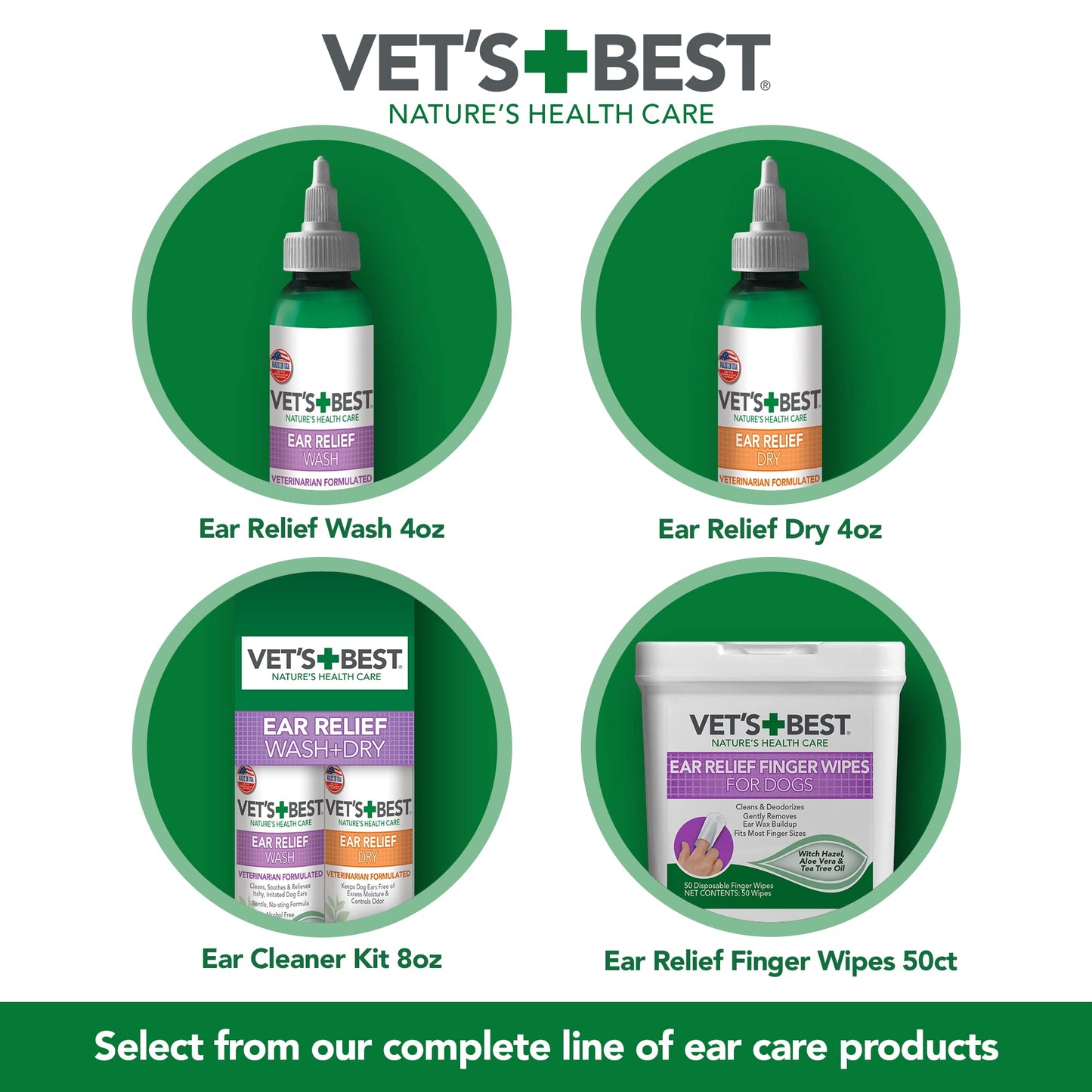 Vet's Best Dog Ear Relief Wash - Alcohol-Free No-Sting Formula - Controls Odors & Itching - Cleans Wax & Debris - 16 Ounces