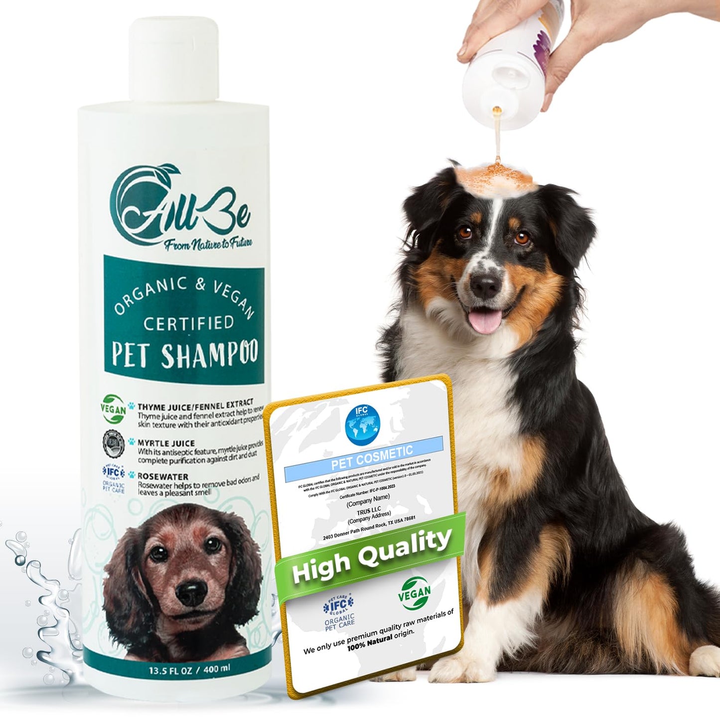ALLBE Dog & Puppy Shampoo, Puppy & Dog Shampoo for Smelly Dogs, Tearless Pet Body Wash, Deodorizing, and Moisturizing, Conditioner Effect, Gentle Grooming Formula for Sensitive Skin, 13.5 Oz