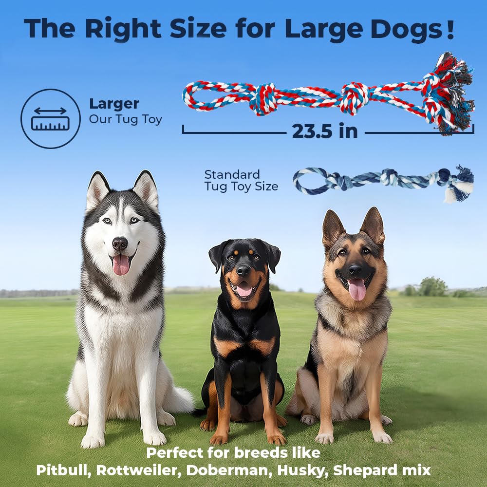 2 Pack Red - XL Dog Rope Toy for Aggressive Chewers - Benefits Non-Profit Dog Rescue - Tug of War Dog Toy, Dog Toys for Large Dogs, Tough Dog Toys for Aggressive Chewers