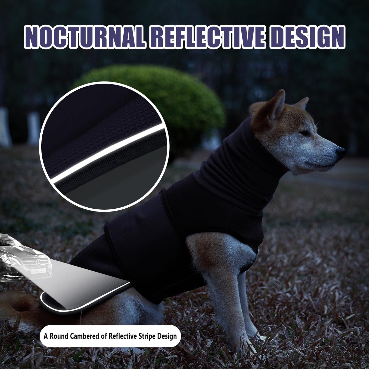 HCHYEY Dog Anxiety Jacket, Skin-Friendly Thunder Vest for Dogs - Dog Coat with Collar for Thunder & Fireworks - Keep Pet Calm Without Medicine & Training, Anti Anxiety Shirt for Dogs (C Dark Blue, S)