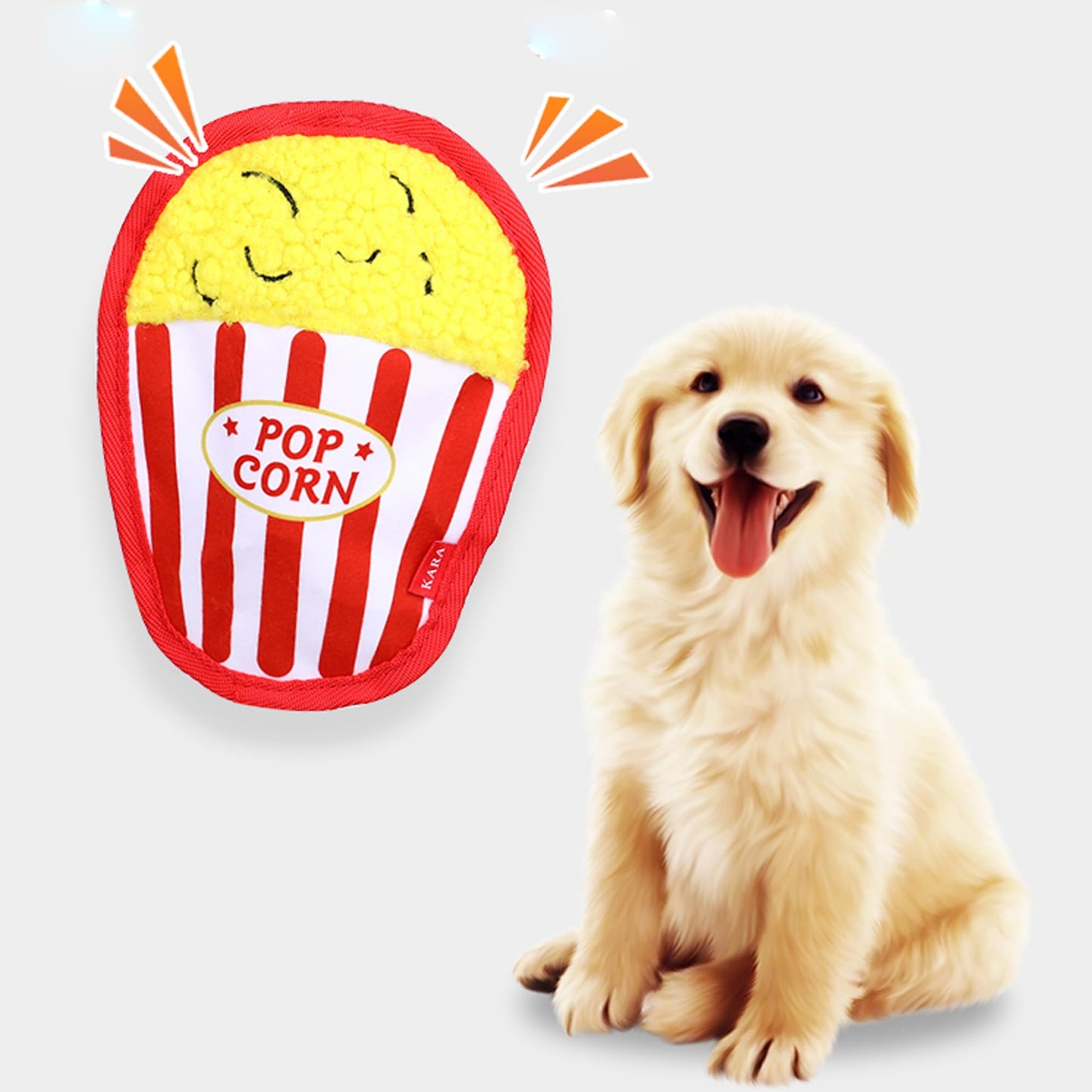 Thymat Interactive No Stuffing Dog Toys 2-Pack for Small, Medium, and Large Breeds, Squeaky Fries & Crinkle Bee Snuffle Mat