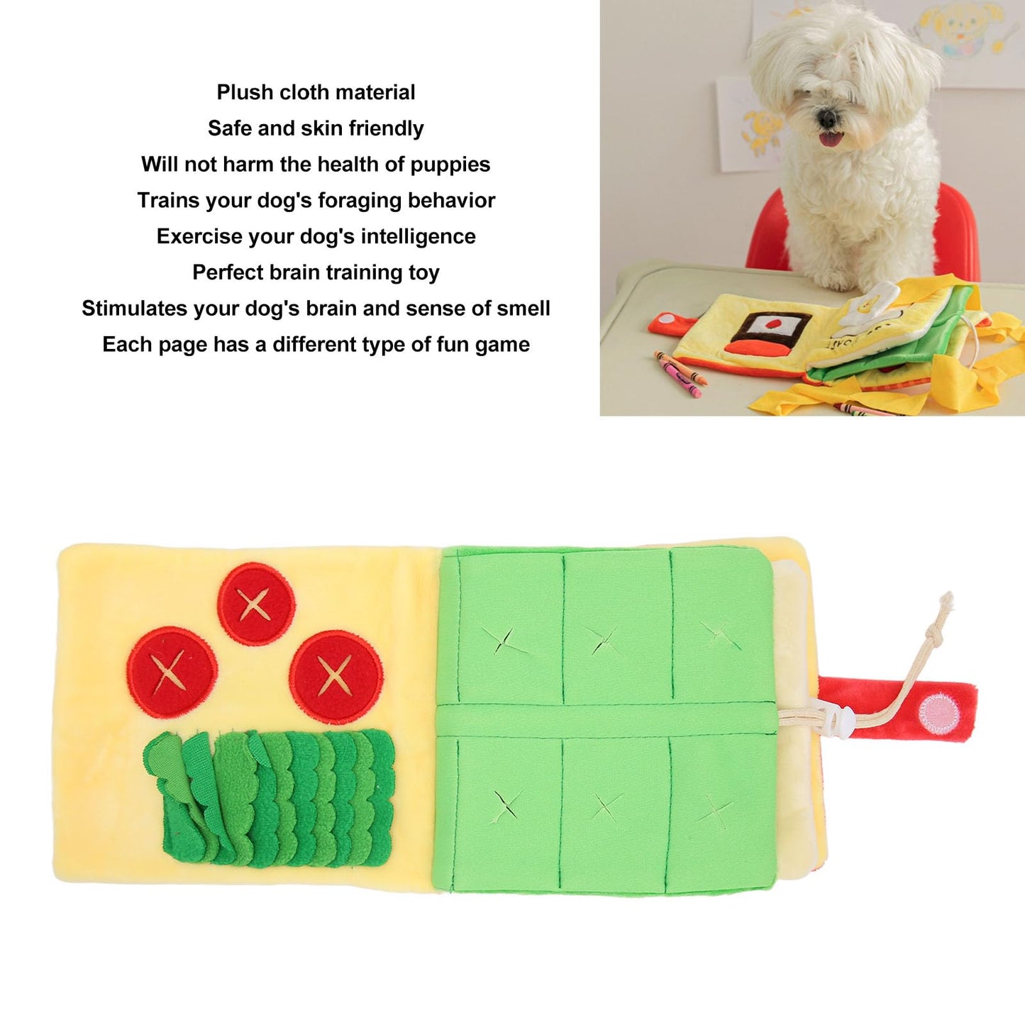 Dog Sniffing Book Sniff Mat Slow Feeding Brain Stimulating Interactive Cute Dog Digging Toys Puppy Puzzle Toys for Pet Supplies