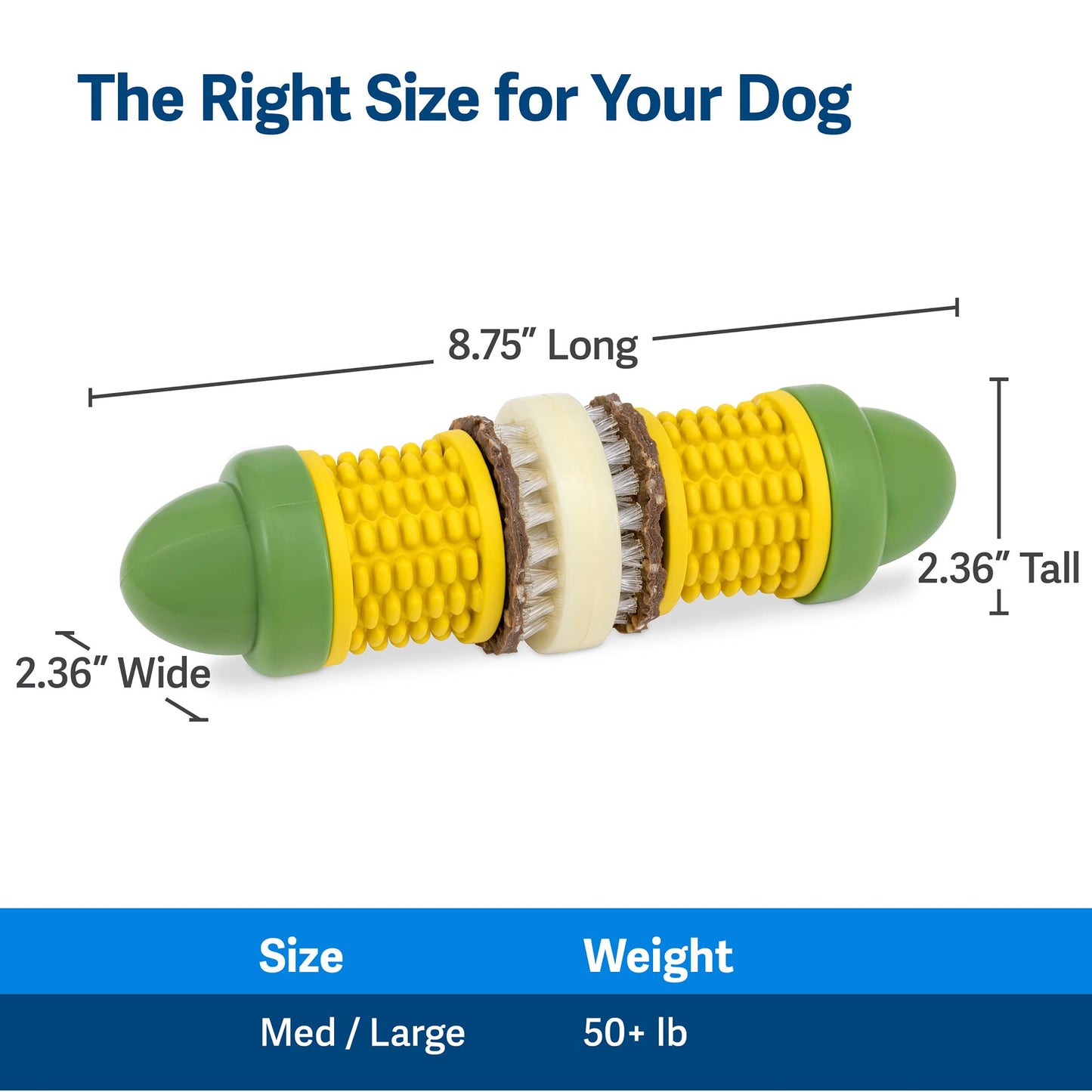 PetSafe Busy Buddy Cravin' Corn - Adjustable Slow Feeder Toy with Refillable Treat Rings - Cleans Teeth & Gums, Cures Boredom & Slows Down Eating Habits - Medium/Large - for Dogs 50+ lb