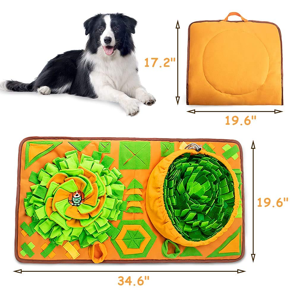 AWOOF Large Dog Snuffle Mat, Interactive Feeding Mat, 34.6 in x 19.6 in, Squeaker and Crinkle Paper, Non-Slip, Easy to Clean