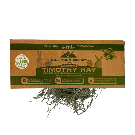 Blue Mountain Hay | Fresh 2nd Cutting Timothy Grass Hay (10 Pounds) | Soft & Leafy, Balanced Nutrition | High-Altitude Hay Pet Food for Adult Rabbits, Guinea Pigs, Chinchillas, and Other Small Pets