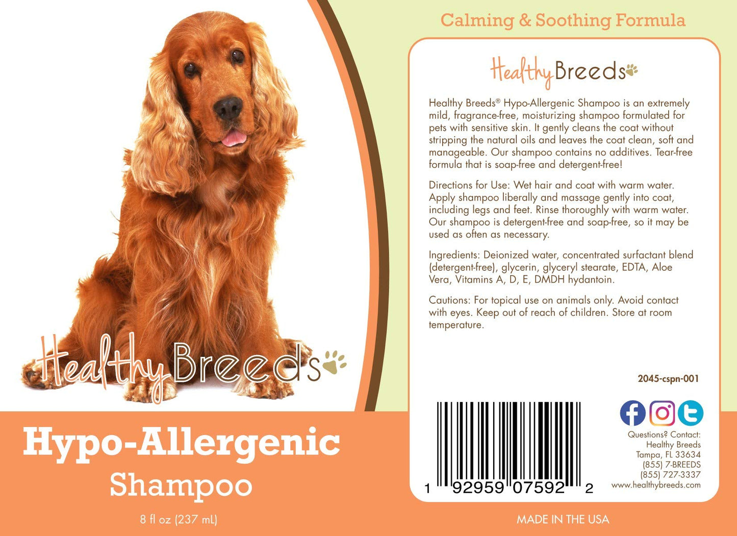 Healthy Breeds Cocker Spaniel Hypo-Allergenic Shampoo 8 oz