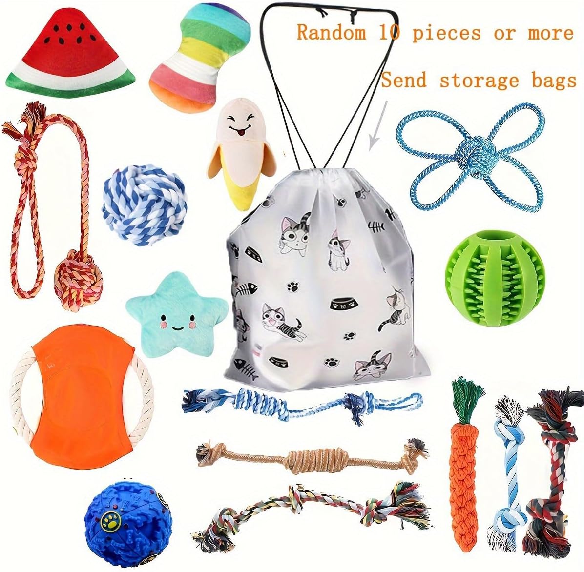 FetehYuin 5/10/15/20/30pcs Interactive Cotton Puppy Toy Bundle - Tough, Durable Playtime Chews for Small to Medium Dogs - Assorted Audible Squeak Toys for Everyday Fun (25pcs（Random delivery）)