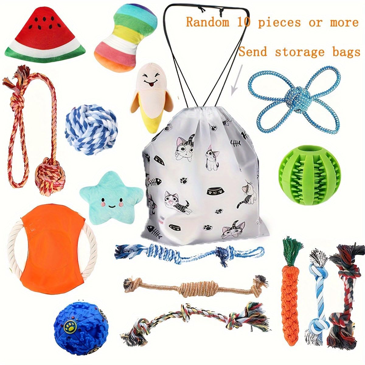 FetehYuin 5/10/15/20/30pcs Interactive Cotton Puppy Toy Bundle - Tough, Durable Playtime Chews for Small to Medium Dogs - Assorted Audible Squeak Toys for Everyday Fun (25pcs（Random delivery）)