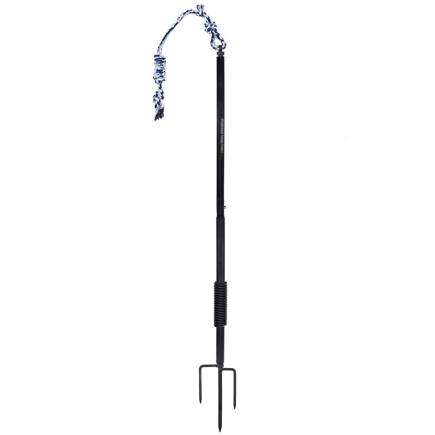 Highland Farms Select Dog Retractable Interactive Training Tug Toy - Pet Obedience Training Tug - Stable Exercise Metal Pole & Spring Rod with Replaceable Chew Rope for Small/Medium Dogs