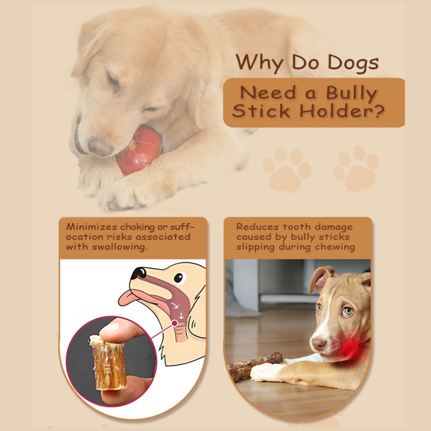 SafeChew 2 in 1 Treat Dispensing with Yak Chew Holder for Dogs – Dog Brain Stimulation Enrichment Puzzle Toy for Active Puppies, Bully Stick Holder for Super Chewers