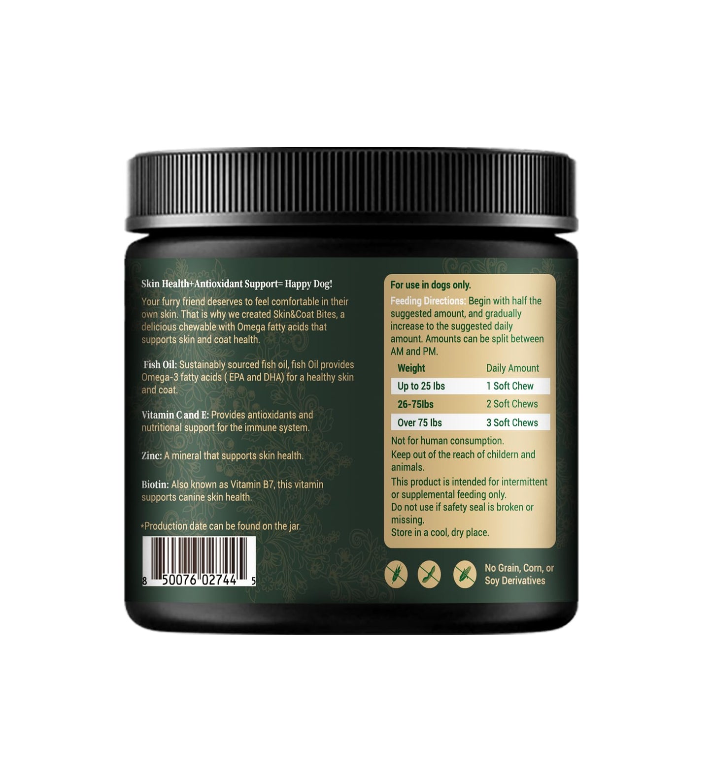 Barrow & Hound - Skin & Coat Support Chews for Dogs – 120 Soft Chews with Fish Oil, Omega 3, Biotin & Zinc – Shiny Coat & Healthy Skin – Chicken Flavor