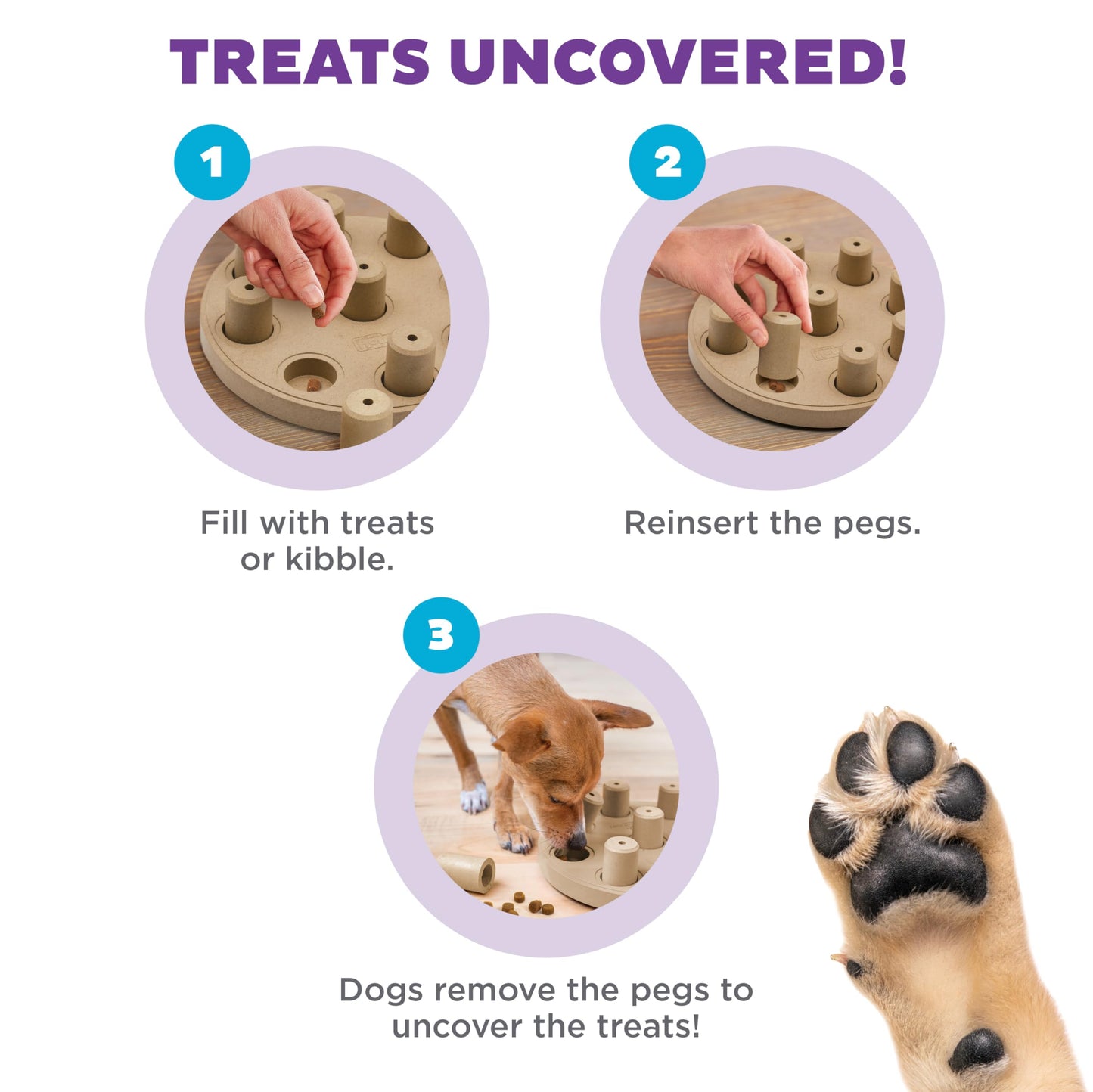 Outward Hound by Nina Ottosson Dog Smart Treat Puzzle Enrichment Toy, Level 1 Beginner, Tan, Composite