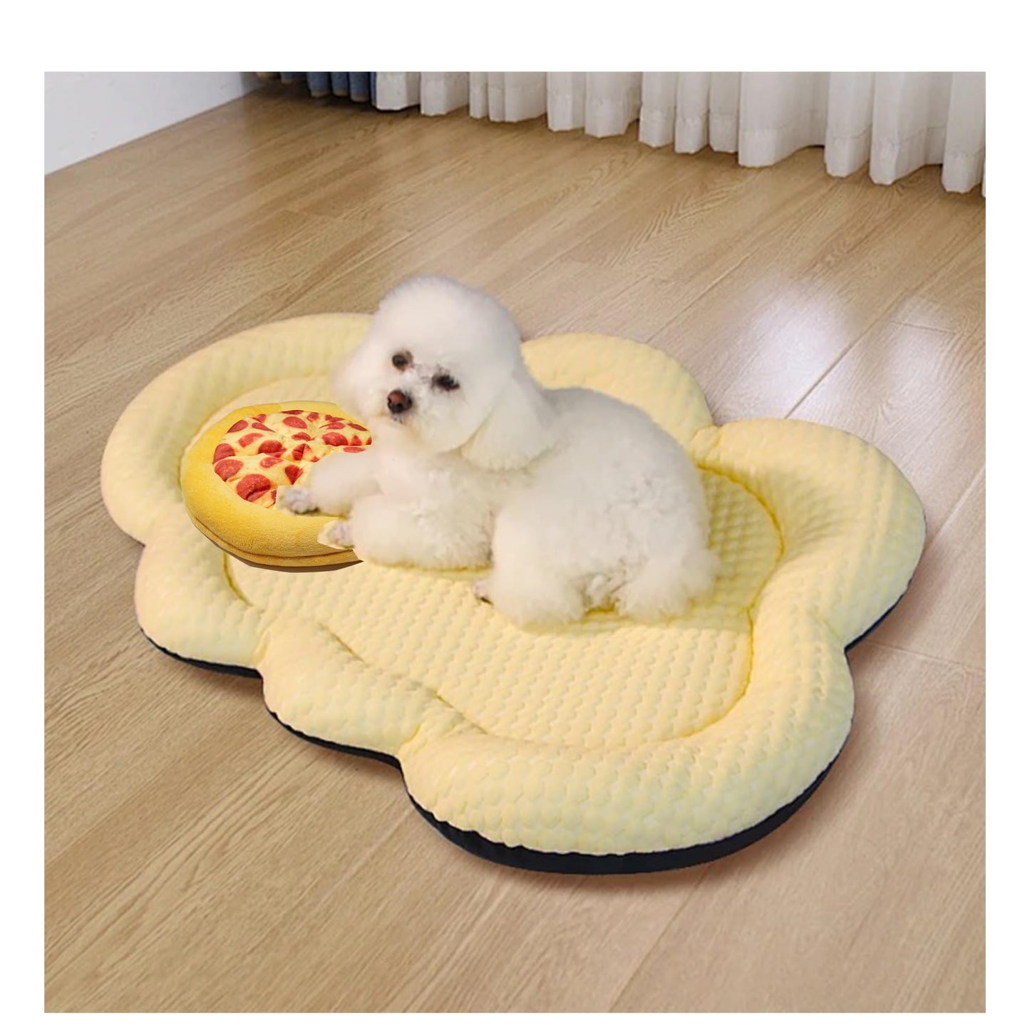 XIANG YXWO Soft Pizza Dog Toy, 6 Safe Squeakers for Puppy Toy, Interactive Dog Chew Toy, Soothing Chew Toy for Indoor Small/Medium Dogs (Pizza)