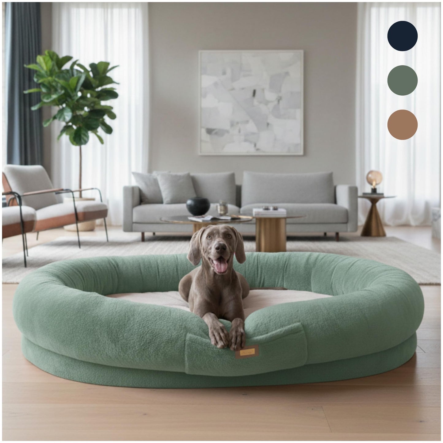 Human Dog Bed for Adults & Pets – Extra Large Cozy Lounger with Ultra-Soft Plush Fabric, Supportive Memory Foam Mattress & Removable Washable Cover – Oversized Pet Bed for Relaxation & Bonding (Green)