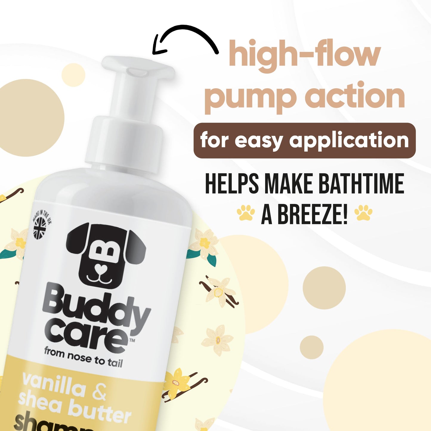 Buddycare Vanilla & Shea Butter Dog Shampoo - (16.90oz) Itch Relief & Dog Shampoo Sensitive Skin Care, Dog Shampoo and Conditioner, Premium Dog Grooming Supplies for All Breeds