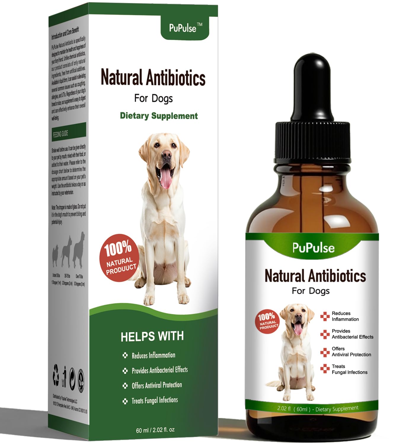 PuPulse Antibiotics for Dogs | Natura Antibiotics for Dogs | Dietary Supplement Pet Antibiotic | Dog Vitamins and Supplements | Dog Antibiotic | 2 Oz