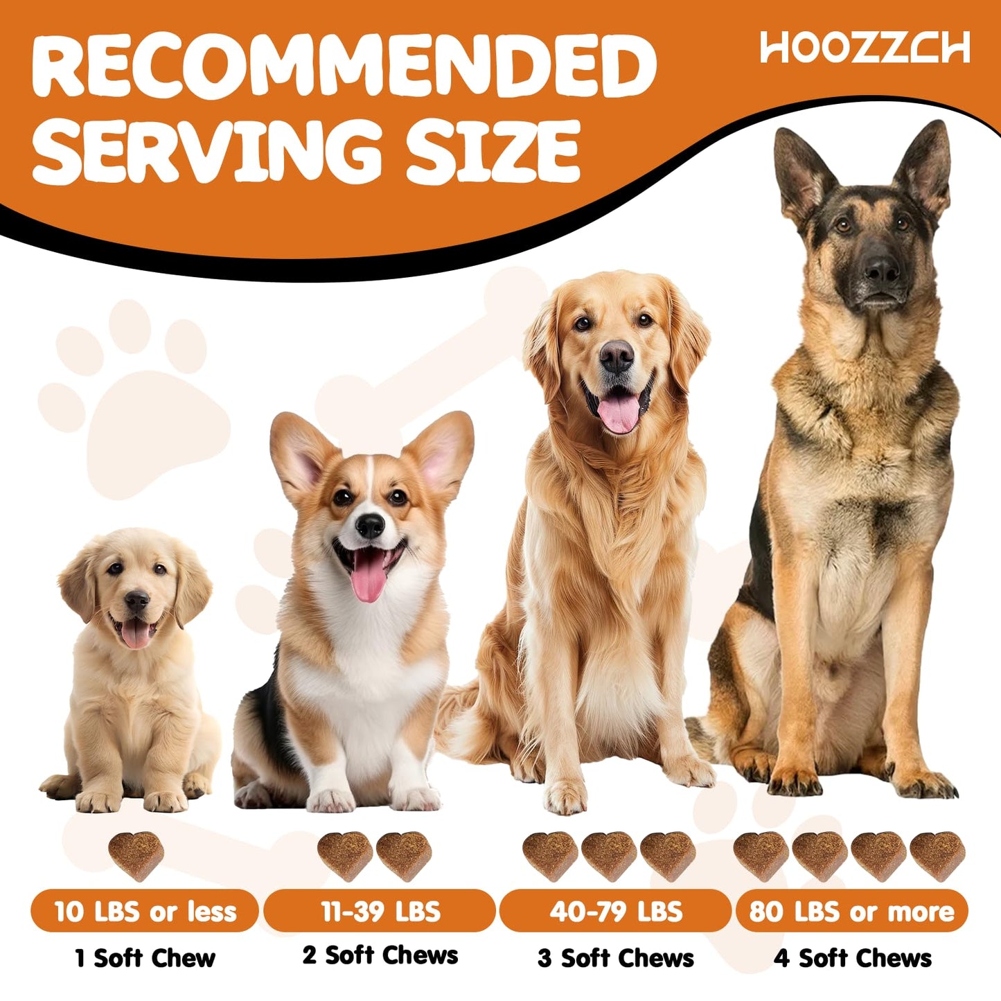 Hoozzch Calming Chews for Dogs - Dog Calming Chews - Anxiety Relief Treats Helps with Advanced Stress Relief, Separation Aid, Barking, Composure - 180 Soft Chews