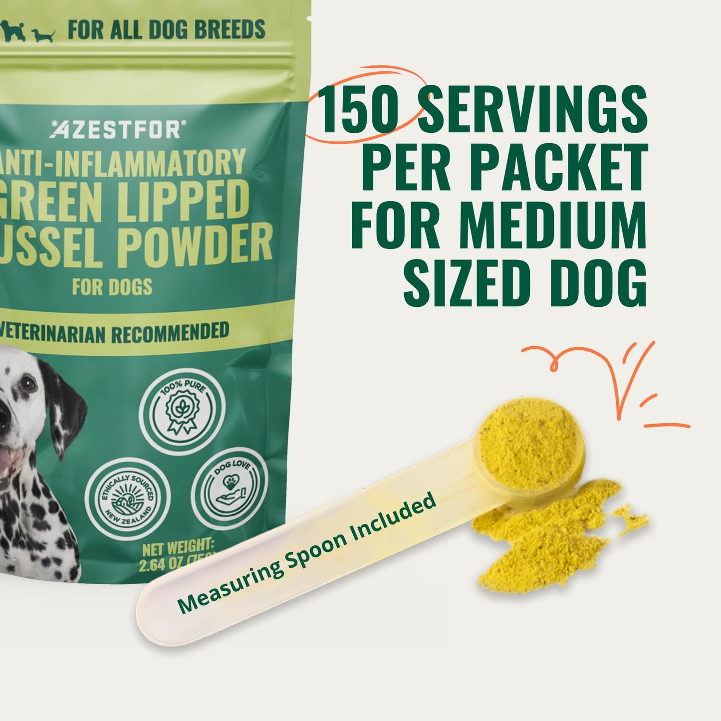 Azestfor Anti-Inflammatory Green Lipped Mussel for Dogs Powder