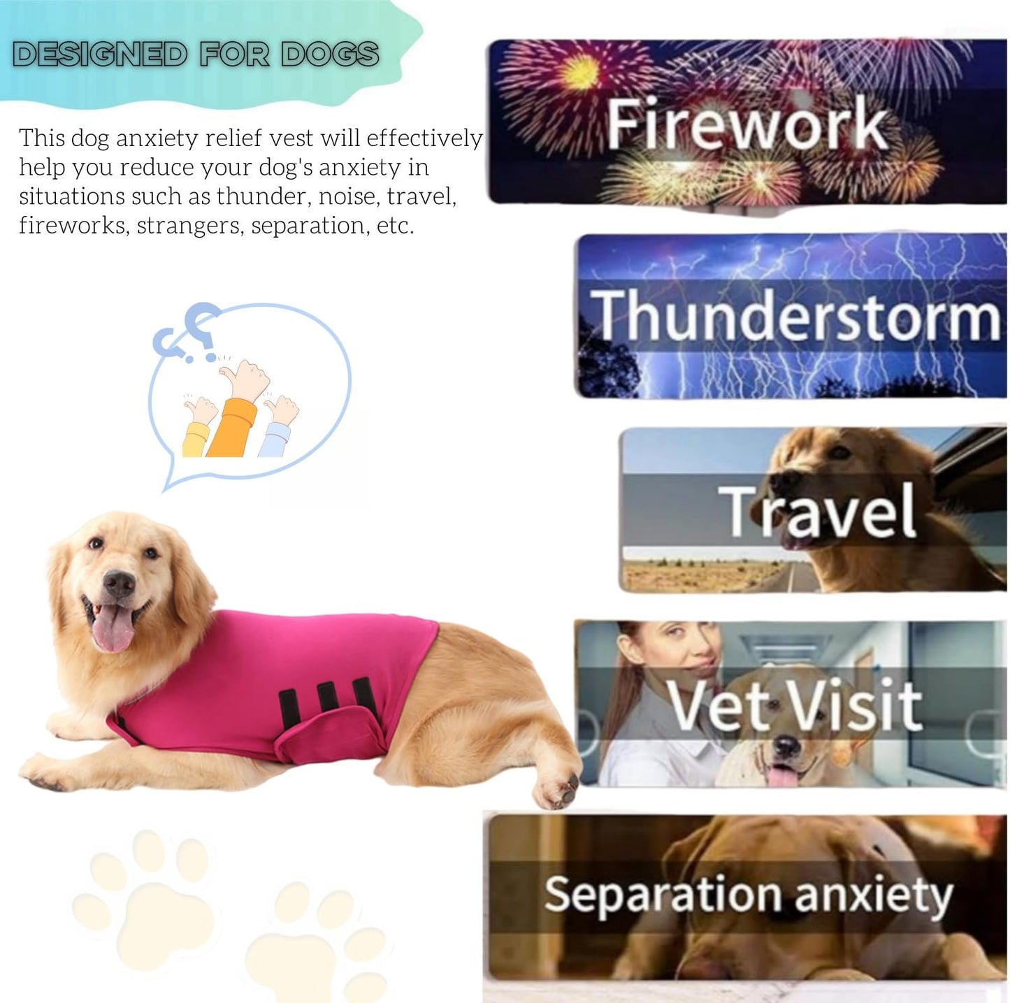 LAROTSUBA Dog Anxiety Relief Calming Vest,Dog dnxiety Jacket,Dogs Calming Vest Wrap for Thunderstorm,Travel, Fireworks,Separation Anxiety Relief for Dogs(Blue XL)