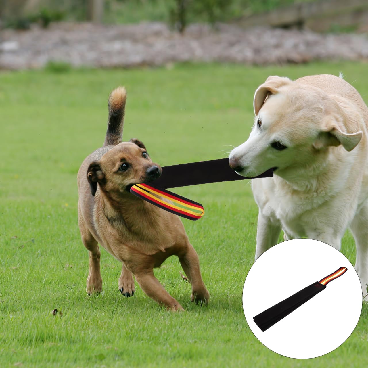 balacoo 2pcs Leather Puppy Bite Rag with Handle - Dog Tug Toy, Soft Leather Dog Training Tug Toy for Small Medium Large Dogs, Dogs Training Supplies, Black
