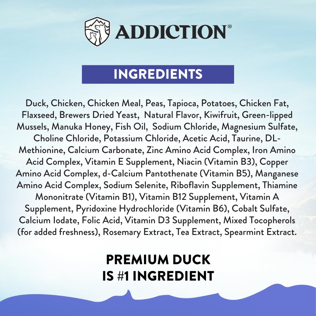 Addiction Duck Royale Entrée Premium Small Breed Dry Dog Food – Skin & Coat Care – Ideal for Puppies, Adults & Seniors – Grain-Free/Gluten-Free Kibbles for Small Dogs – 3 lb Bag Crafted in New Zealand
