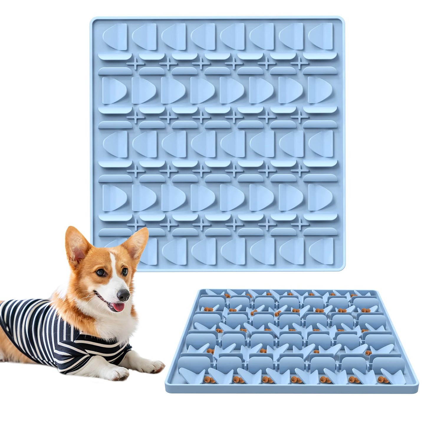 Snuffle Mat for Dogs, Silicone Snuffle Mat Dog Feeding Mat Slow Feeder, Encourages Natural Foraging Dog Sniff Mat, Stress Relief, Smell Training, Digging Toys for All Breed Dogs (Blue)