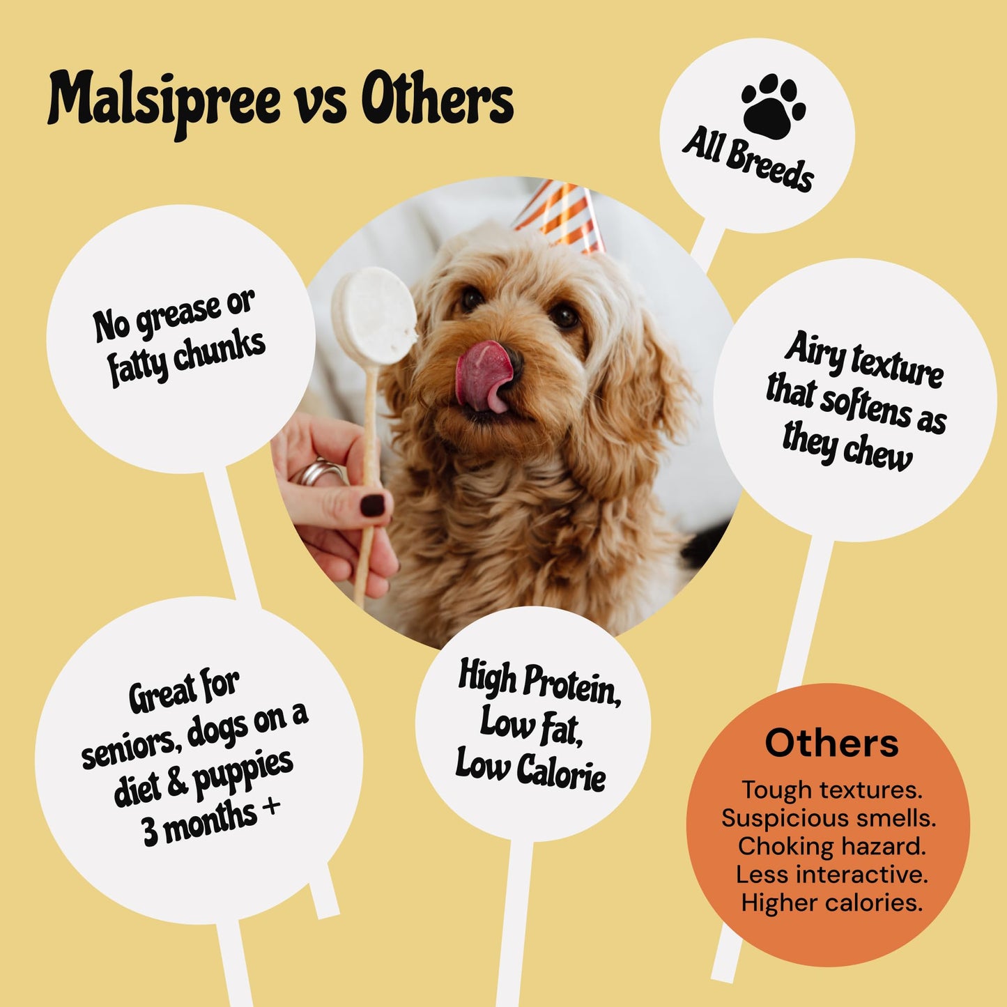 MalsiPree Lollipop Freeze Dried Dog Birthday Treats - Low Calorie, High Protein Chicken Recipe with Digestion Friendly Pumpkin & Goat Milk - Dog Treats for Birthdays & Puppy Training (8 Pack)