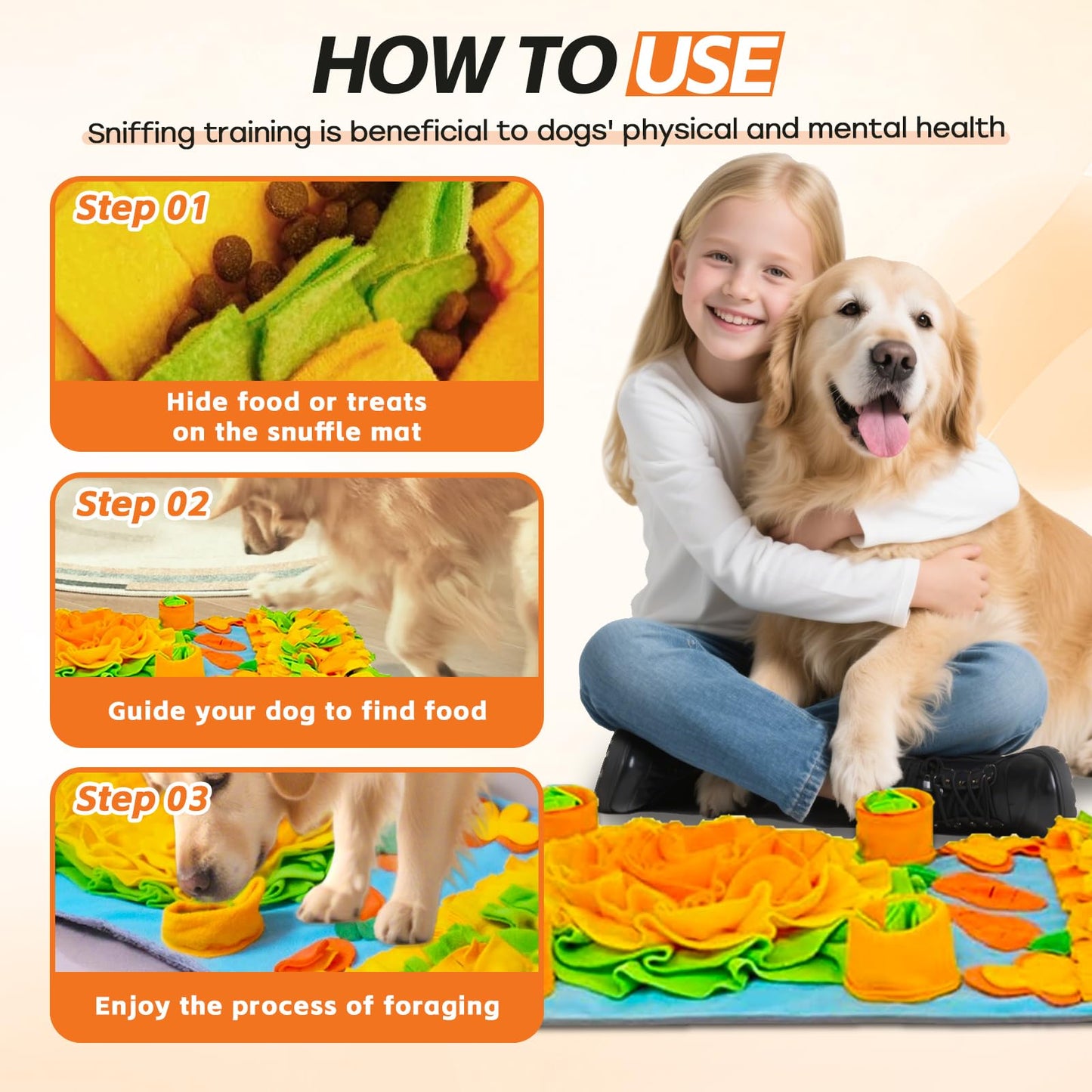 TAIMUTTAL Snuffle Mat for Dogs, 32 X 19 Inches Interactive Dog Toys for Boredom & Slow Eating, Durable Dog Feeder Puzzle Toy, Dog Enrichment Toys for Small Medium & Large Dogs