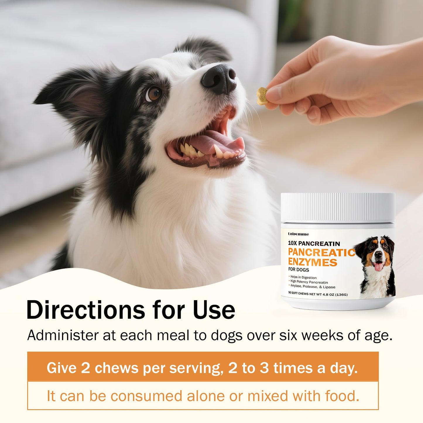 Pancreatic Enzymes for Dogs - 10x Pancreatin Formula for EPI Dog - Digestive Enzymes Chews for Pet Pancreatic Concerns, Supports Buddy Digestive Stress, Healthy Weight Management