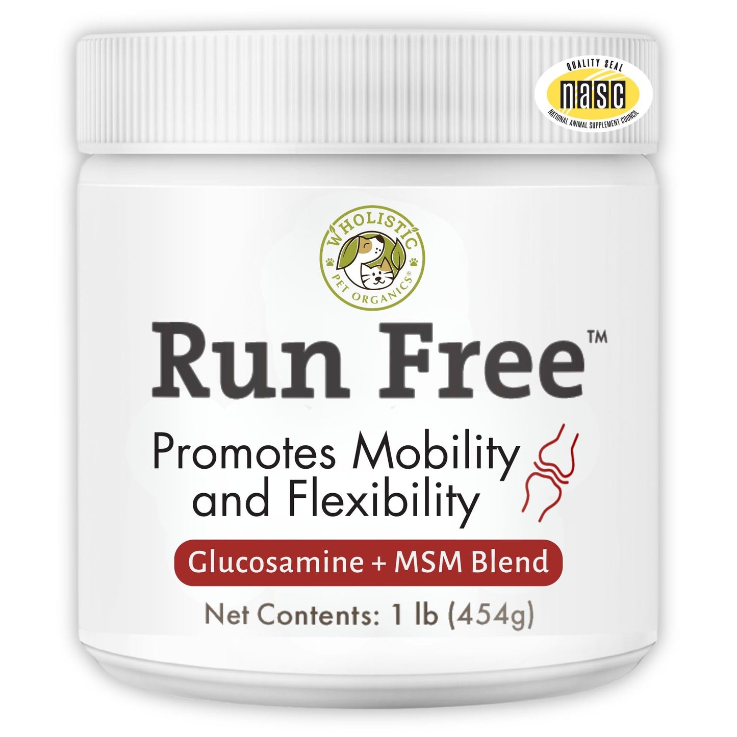 Wholistic Pet Organics Joint Supplement for Dogs - 1 Lb - Daily Dog Hip and Joint Supplement with Glucosamine Chondroitin & MSM to Support Mobility - All Breeds & Ages - Organic Glucosamine for Dogs