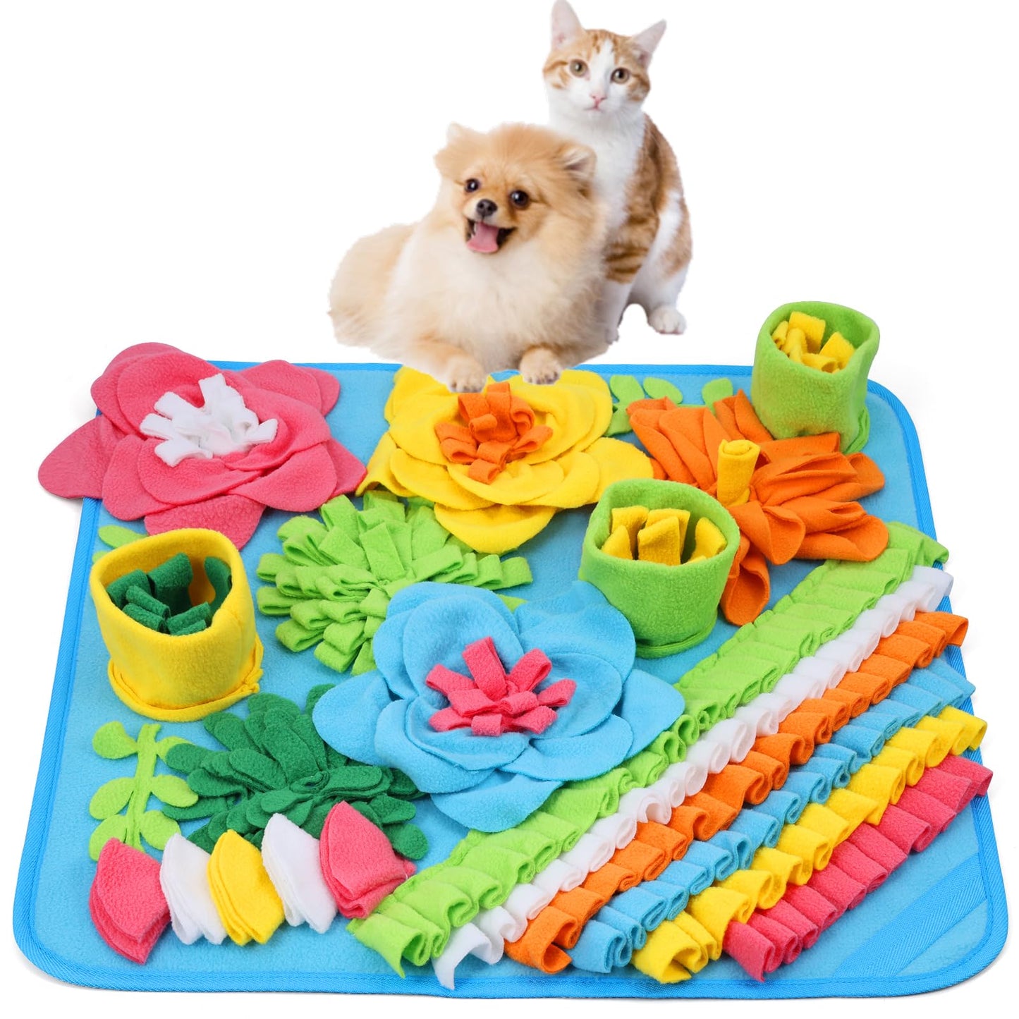 ORIA Snuffle Mat for Dogs, Interactive Slow Feeder & Foraging Mat, Enrichment Puzzle Toys for Boredom, Keep Busy, Treats Feeding Game for Small Medium Dogs, 15.4x15.4 inch