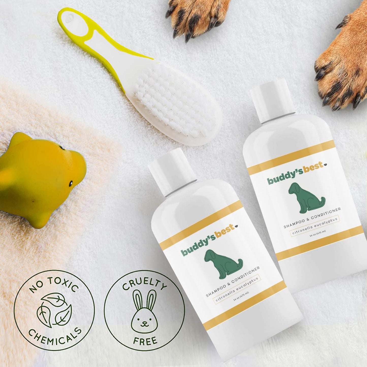 Buddy's Best Dog Shampoo for Smelly Dogs - Dog Shampoo and Conditioner for Dry and Sensitive Skin - Moisturizing Puppy Wash Shampoo, Citronella Eucalyptus Scent, 16oz