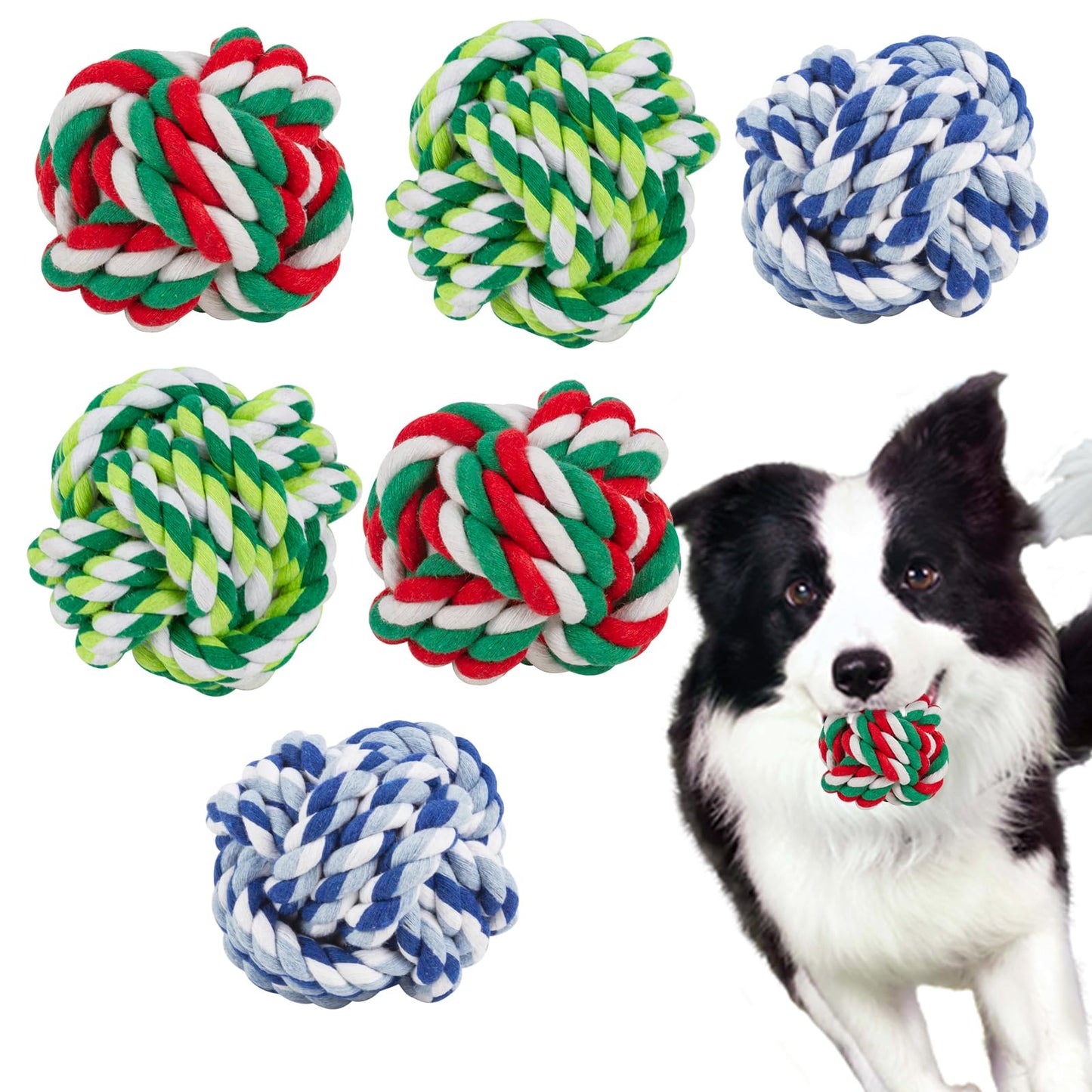6 Pack Dog Chew Toys for Aggressive Chewers Large Breed, XL Cotton Dog Rope Balls, Indestructible Dog Toys with Tough Twisted for Large Medium Dogs, Dental Teething Ball for Puppy Small Dogs