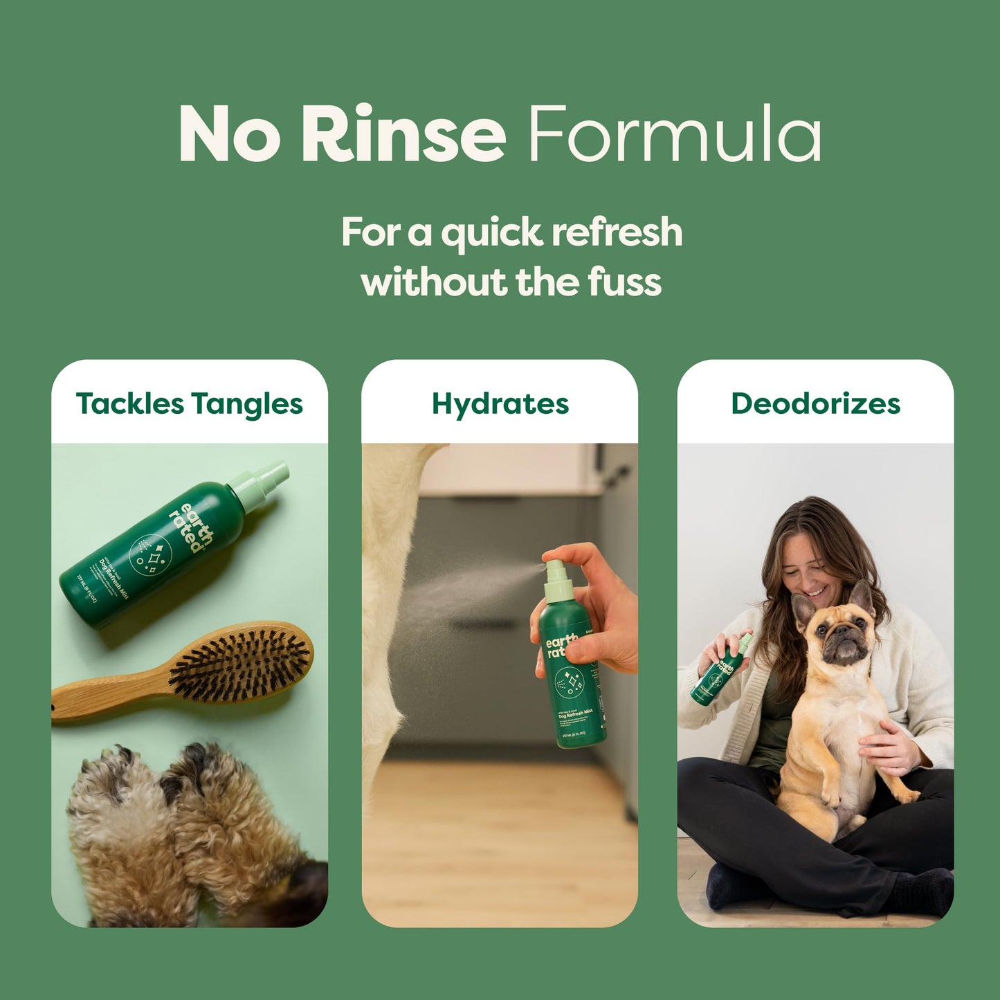 Earth Rated Double Coat Essentials - Dog Shampoo, Grooming Wipes & Refresh Mist, Ear Wipes, Eye Wipes