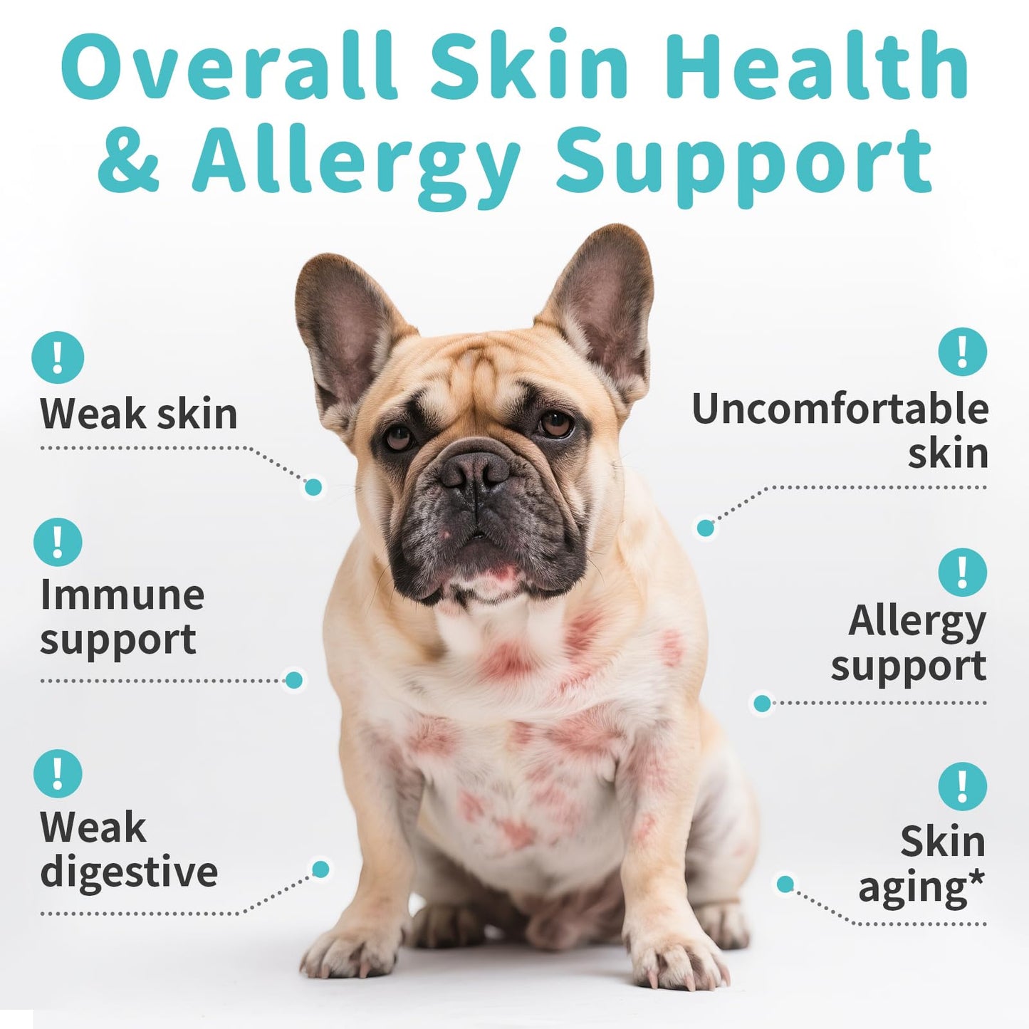POPPAW Dog Skin & Allergy Chews - Dog Probiotics for Sensitive Skin Health Support - Allergy Relief - Support Seasonal Allergies, Immune & Gut & Digestive Health Supplement - Beef Flavor - 90 Count