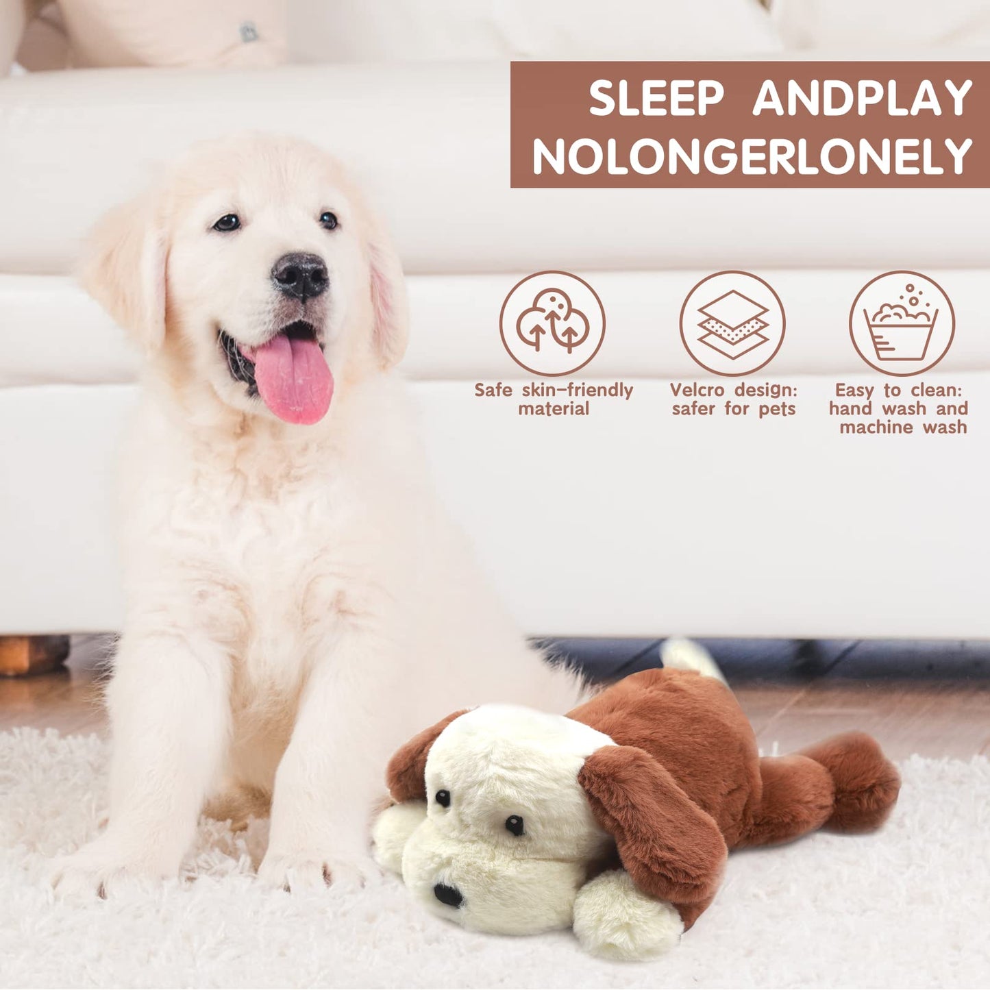 CZTNNZK Heartbeat Puppy Toy for Anxiety Relief Dog Behavioral aid Toy for Puppies Sleep Aid Separation Anxiety Soother for Small Medium and Large Dogs Calming Aid Heartbeat Plush Toys.