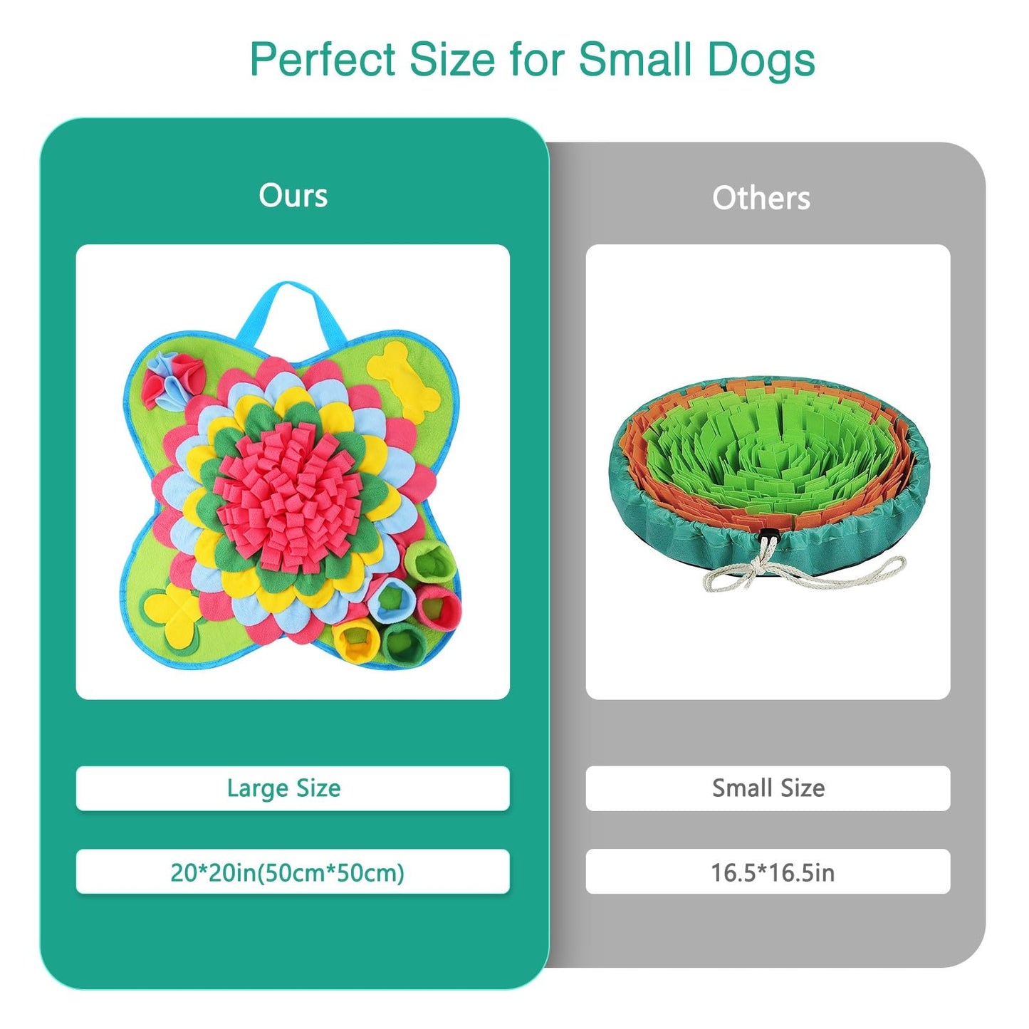 ORIA Snuffle Mat for Dogs, 20x20'' Interactive Dog Sniff Mat for Boredom, Slow Eating Keep Busy, Encourages Natural Foraging Skills, Pet Foraging Mat for Dogs Cats Rabbits