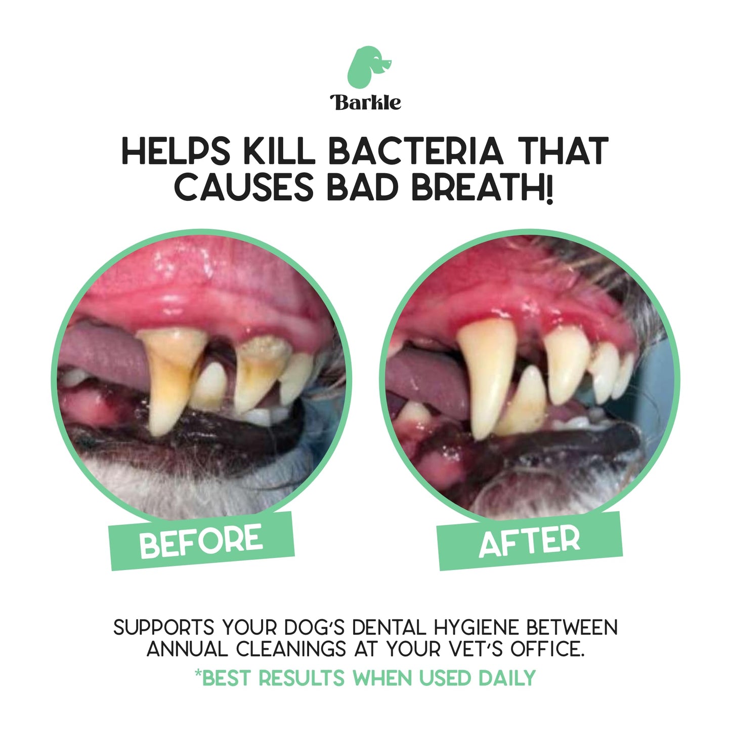 Barkle Vet Approved Dog Teeth Cleaning Toothpaste & Tooth Brushing Kit | Eliminate Plaque, Tartar & Bad Breath | Mint Dog Breath Freshener Gel | Puppy & Small Breed Safe | Free Finger Brush (60 Days)