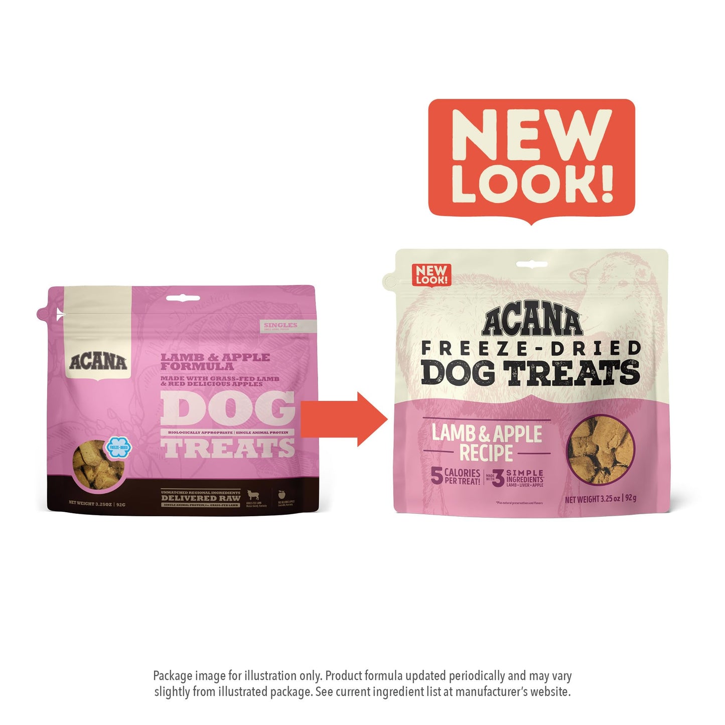 ACANA Singles Grain Free Dog Treats Limited Ingredients & Freeze-Dried Lamb & Apple Recipe 3.25oz Bag