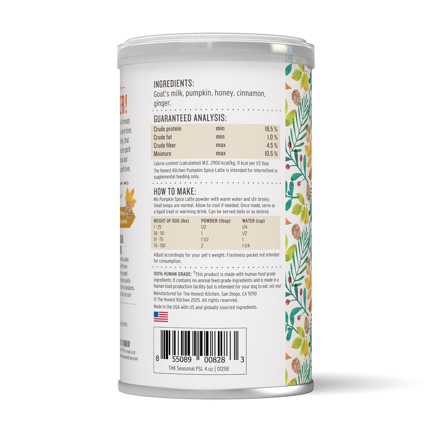 The Honest Kitchen Pumpkin Spice Latte, 4oz Canister