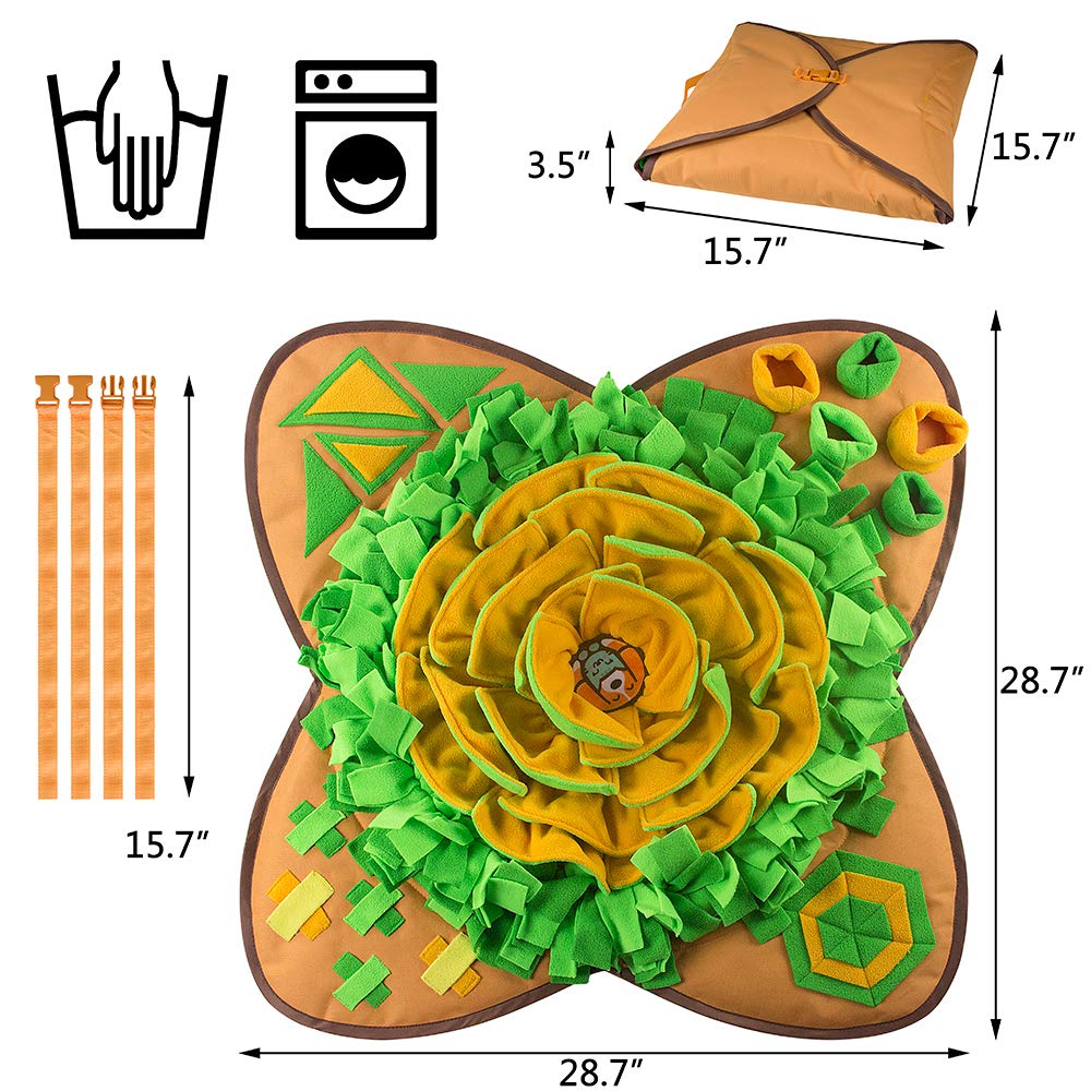 AWOOF Snuffle Mat Pet Dog Feeding Mat, 28''x28'' Interactive Dog Puzzle Toys Encourages Natural Foraging Skills