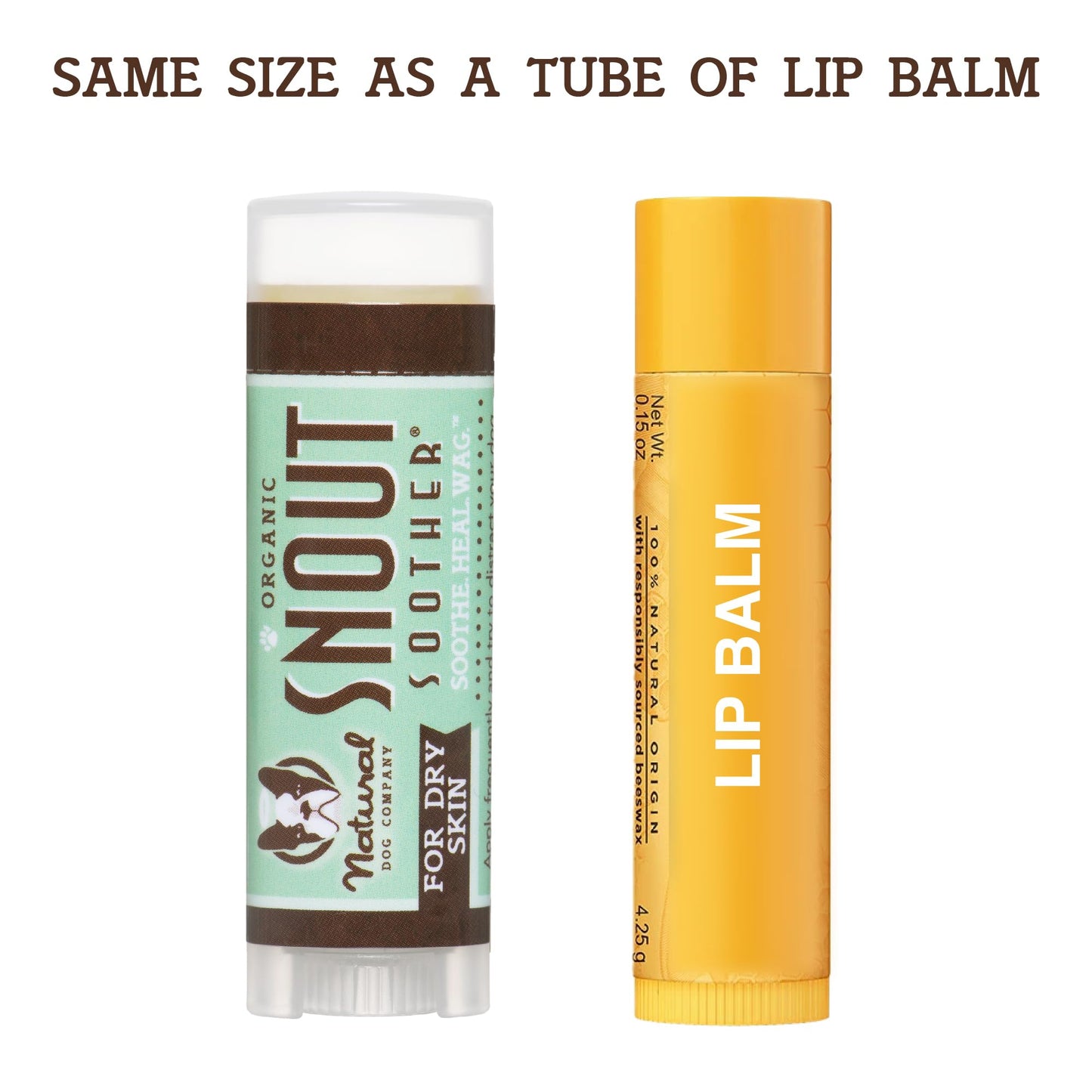 Natural Dog Company Snout Soother Travel Dog Nose Balm Stick – 0.15 oz Chapstick-Size Stick – Organic, Plant-Based, Lick-Safe Balm for Dry, Cracked, Crusty & Hyperkeratosis Noses – Made in USA