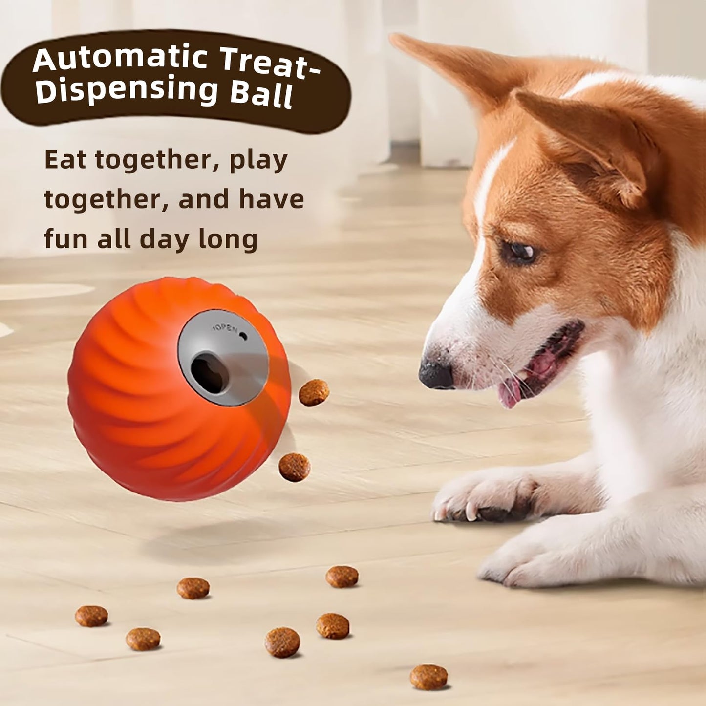 Yikuhot ﻿Interactive Dog Toys, 2025 Newly Upgraded Moving Dog Treat Toy, USB Rechargeable, Dog Toys to Keep Them Busy,Treat Ball for Teeth/Slow Feeder/IQ Training/Playing (Orange)