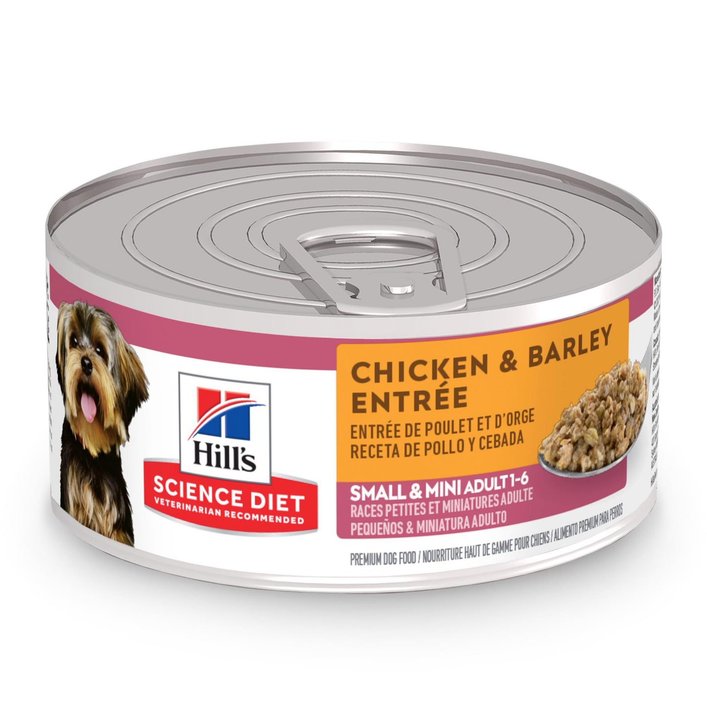 Hill's Science Diet Small & Mini, Adult 1-6, Small & Mini Breeds Premium Nutrition, Wet Dog Food, Chicken & Barley Loaf, 5.8 oz Can, Case of 24
