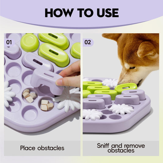MEWOOFUN Dog Puzzle Toy for Smart Dogs, Level 3 Enrichment Toys for Pets IQ Training, Cat Slow Feeder Interactive Toys Cat Treat Puzzle for All Breeds (Two-Color Feeder)