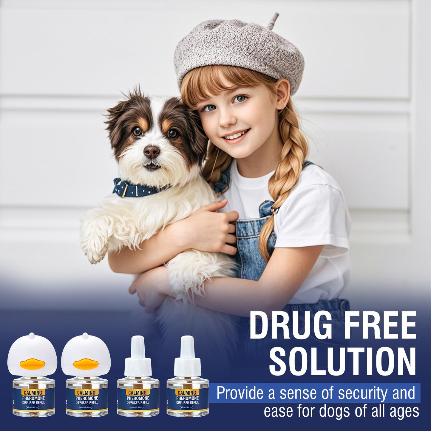 LKBHGF Dog Calming Pheromones Diffuser 6 in 1 Kit Appeasing Pheromone Diffuser to Calm (2 Plug in+4 Pack 48ml Refill) for Anxiety Relief Reduce Aggression Fighting Barking Stress 120 Day Supply