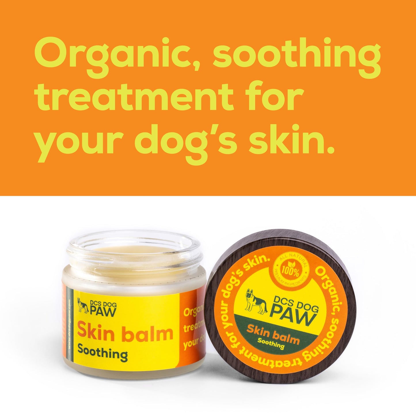 DCS DOG PAW Skin Balm Soothing | Organic, Soothing Treatment for Your Dog's Skin | for Treating hot Spots, Cuts, Rashes, Burns, Surgical Wounds, Mange, Skin infections | 2 oz