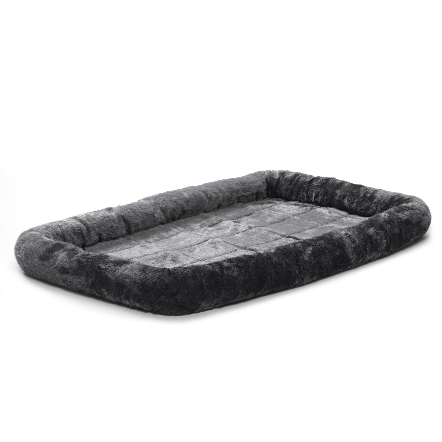 MidWest Homes for Pets QuietTime Dog Bed – Gray Faux Fur Bolster, Ultra-Soft and Machine Washable, Fits 42-Inch Crates and Carriers, for Large Breed Dogs